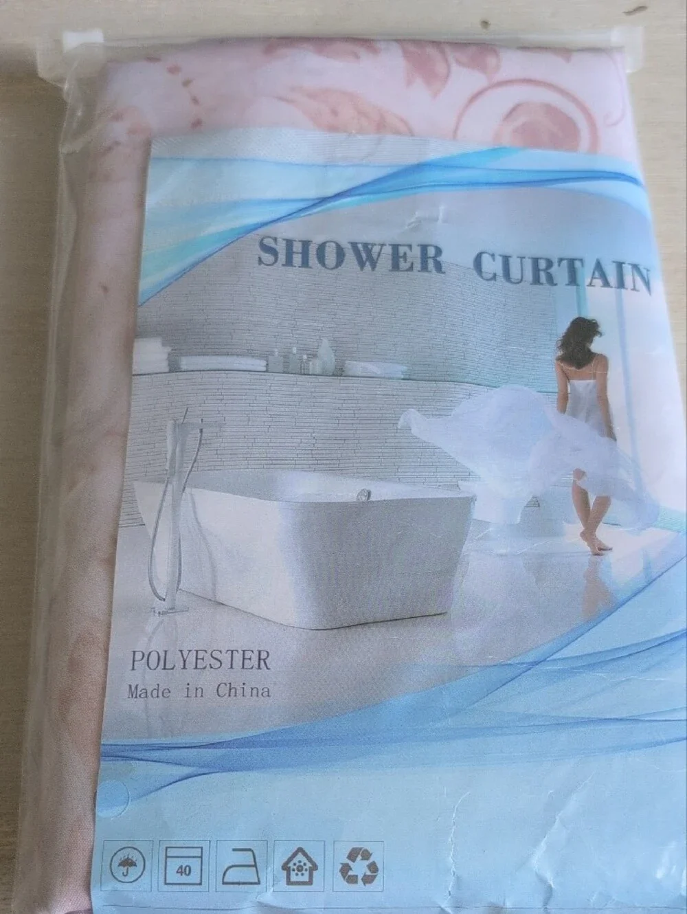 Soft Pink Floral Print Shower Curtain